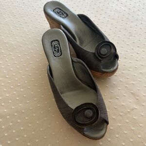 Salpy Elephant Grey Handmade Boho Leather Mules  /Brand New-Size 10